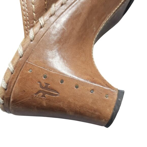 Frye Charlotte Mule Womens 7 Brown Leather Clog Ring Stud Whipstitch Western - Picture 9 of 9